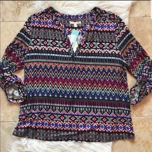 NWT Tribal quarter sleeve shirt size large